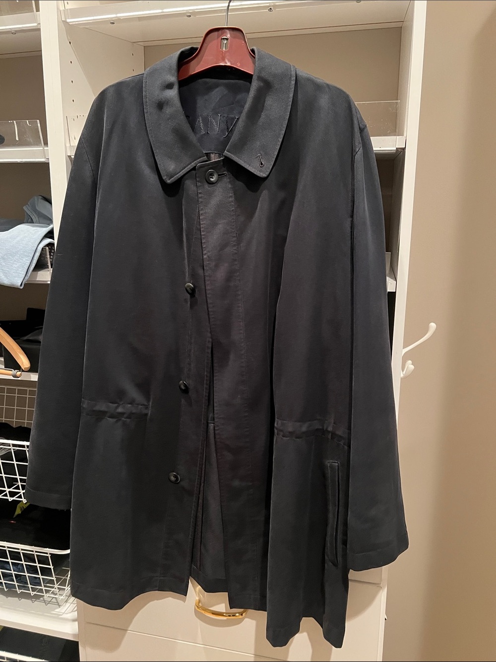 Men's Black Trench Coat - Classic Single-Breasted Overcoat